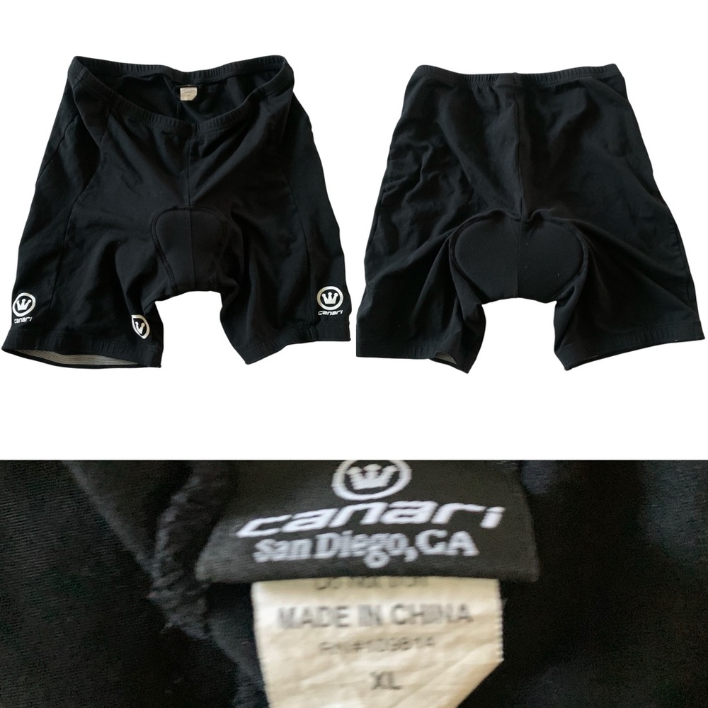 Mens Canari Gel Spandex Black Padded Cycling Shorts ~ XL